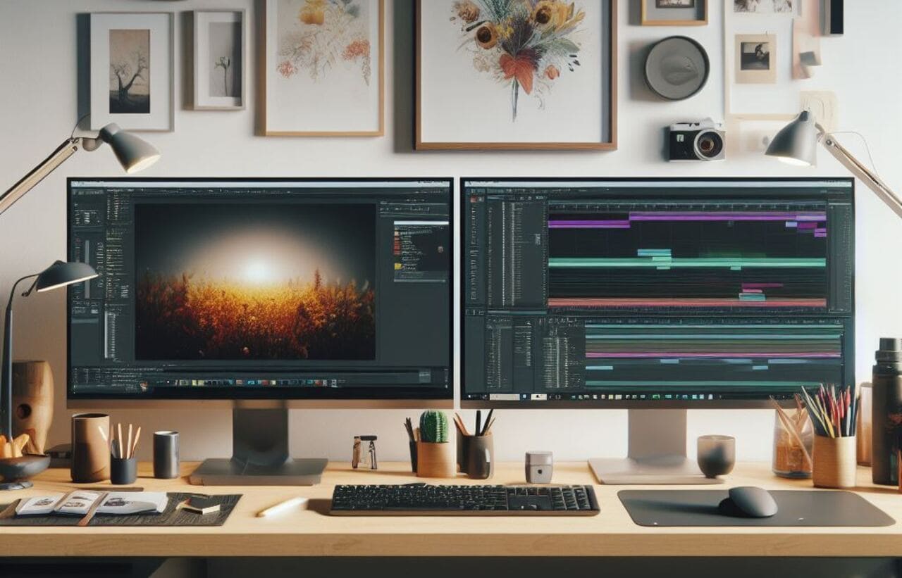 pc-fuer-bildbearbeitung-breit PC für Bildbearbeitung mit 2 Monitoren und Photoshop